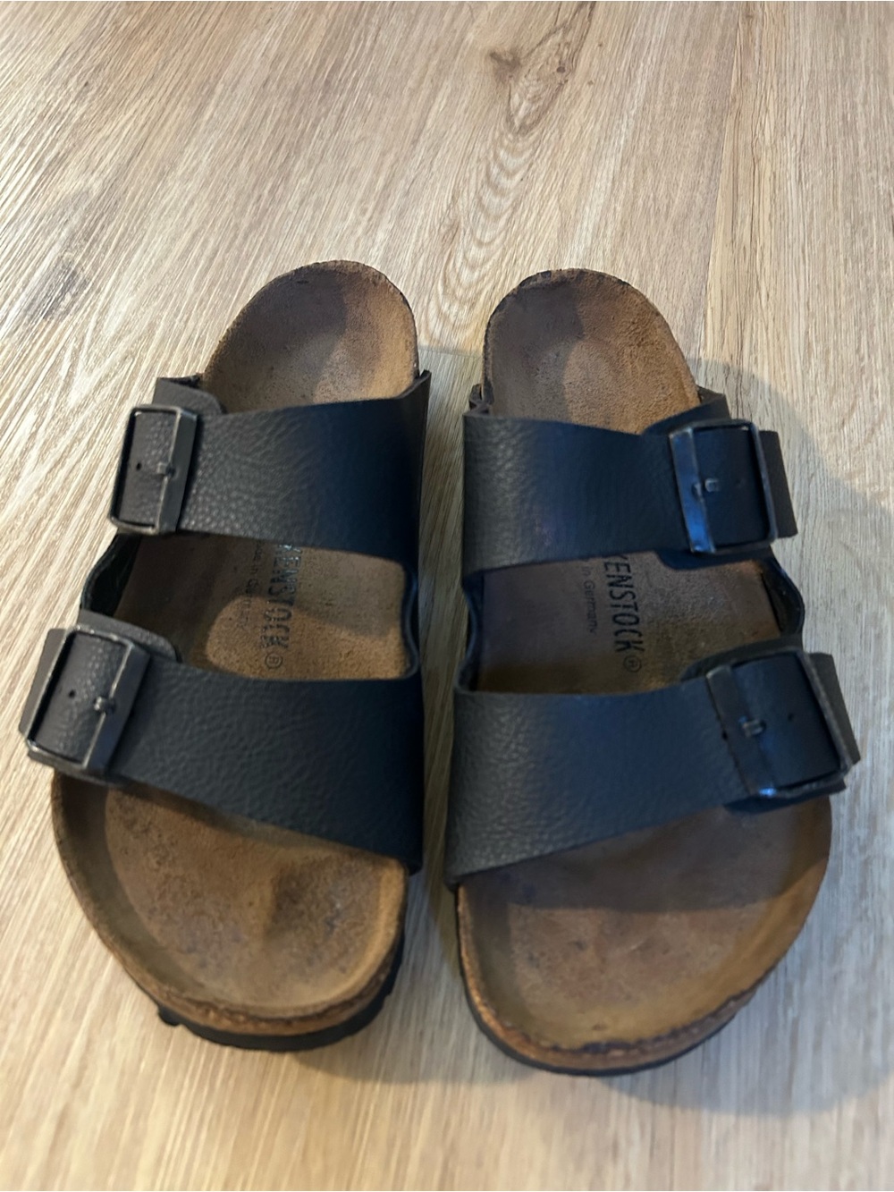 Arizona black pebbled leather Birkenstocks